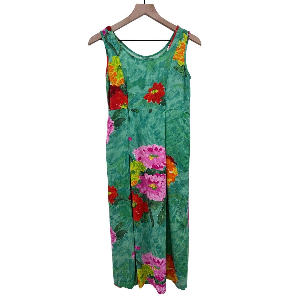 Jams World Hawaiian Tropical Floral Midi Dress XS Sleeveless Resort Artwear Chic